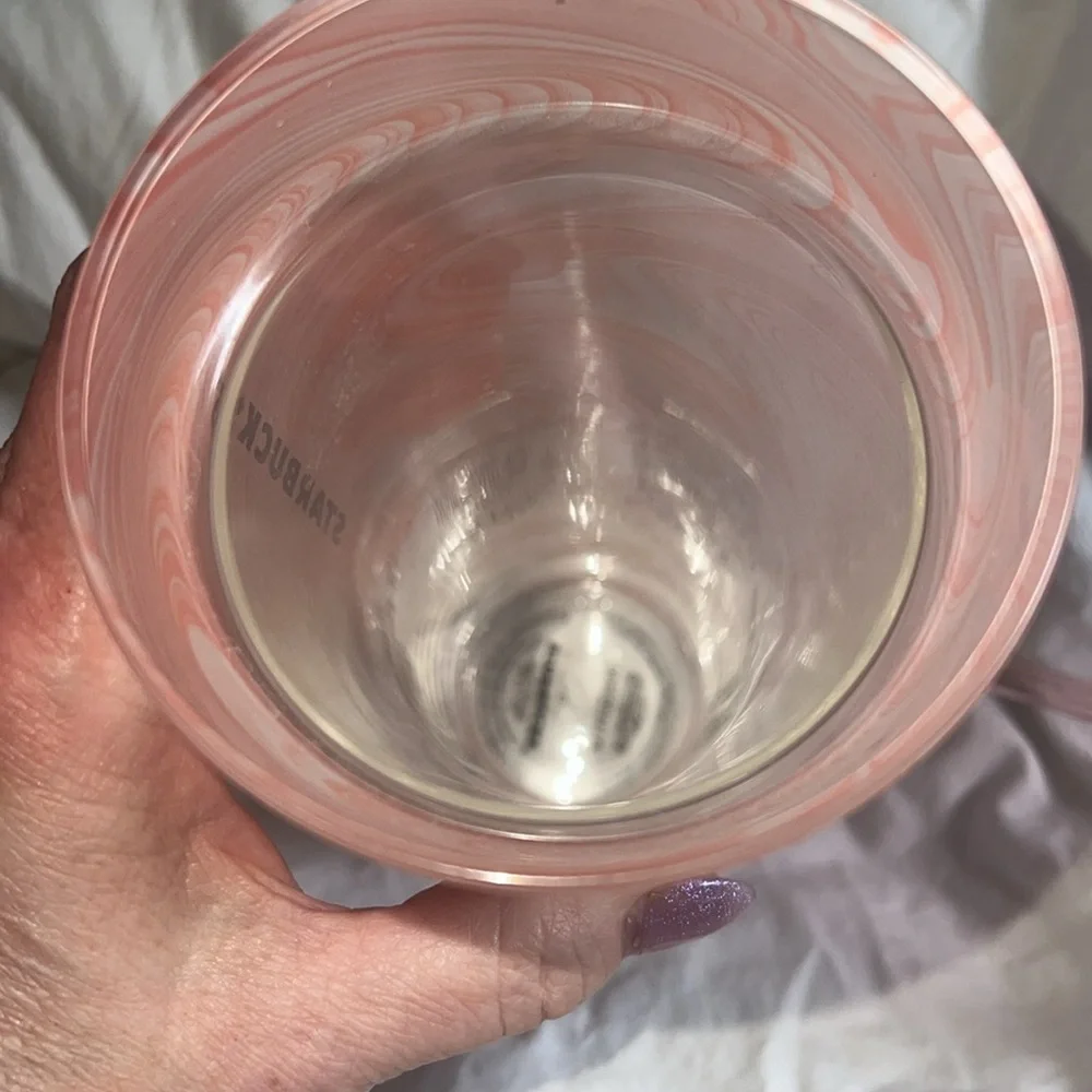 Starbucks 2017 Coral Pink Marble Double Wall Glass Tumbler Venti 20oz Ultra Rare